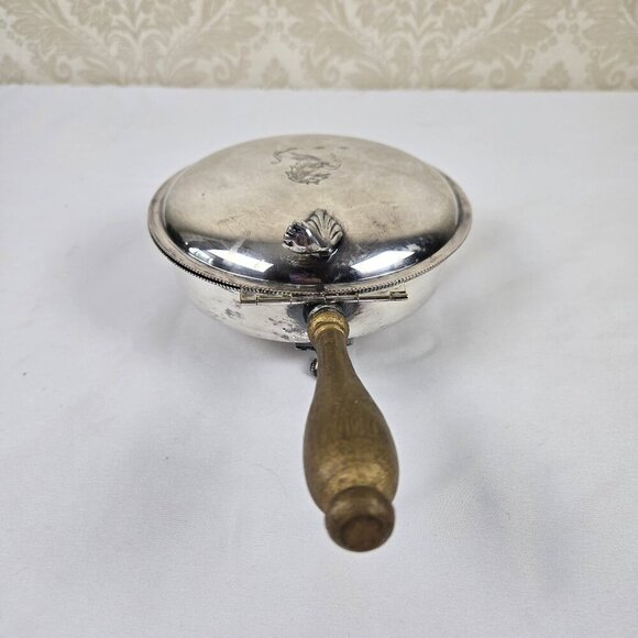 Vintage Sheffield EPC Silverplate Silent Butler Hinged Lid Footed Engraved Horse - Picture 3 of 15